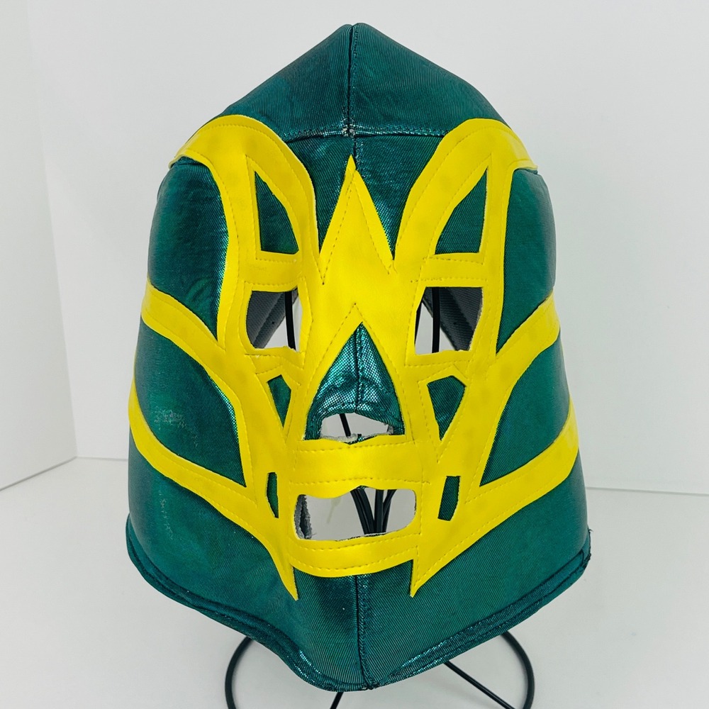 Unbranded Wrestling Mask Adult One Size Lucha Libre Teal Yellow Metallic Good